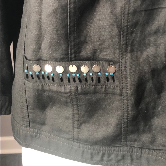 Ruby Rd. Woman Embellished Linen Blend Jacket - Picture 5 of 6